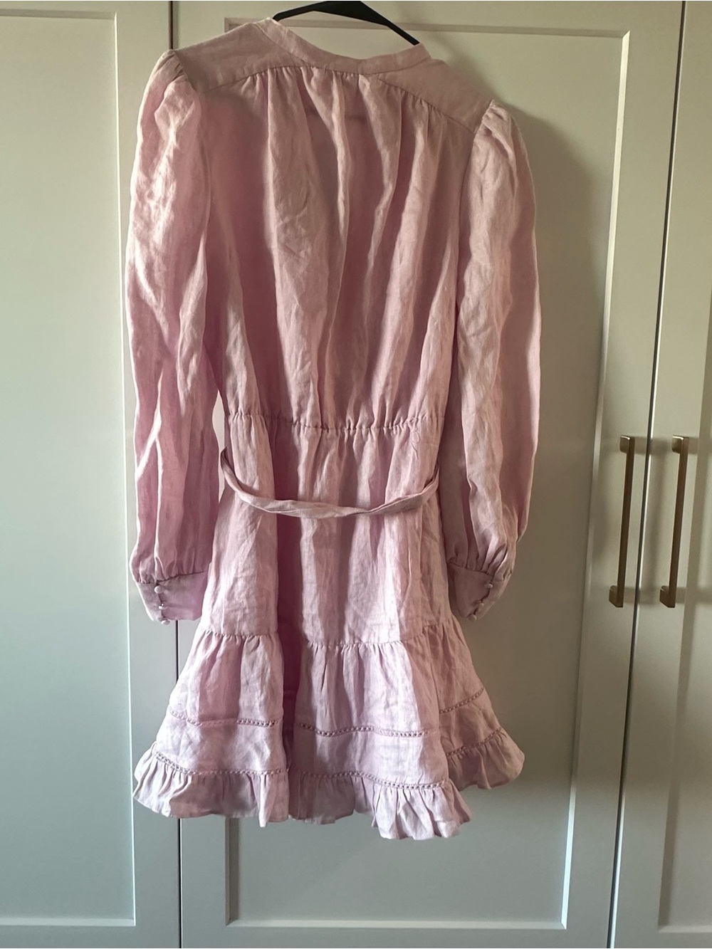 Ever New Pink Tiered Linen-Blend Dress with Waist Tie - Picture 3 of 6